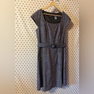 Ann Taylor Brown/Gray Belted Midi Dress